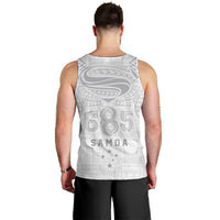Super Samoa 685 Tribal Tattoo Men Tank Top Siapo Pattern All-White Edition LT03 - Polynesian Pride