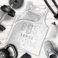 Super Samoa 685 Tribal Tattoo Men Tank Top Siapo Pattern All-White Edition LT03 - Polynesian Pride