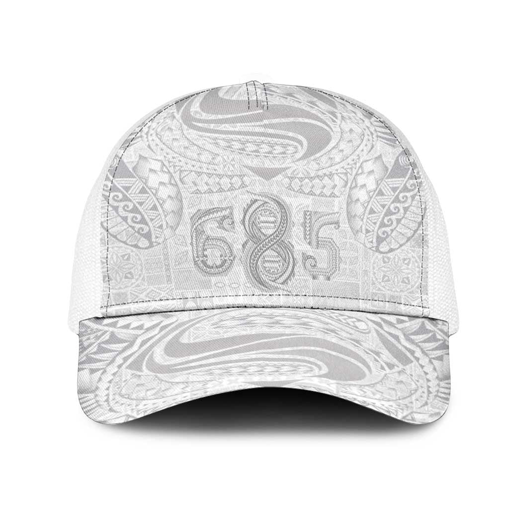 Super Samoa 685 Tribal Tattoo Mesh Trucker Cap Siapo Pattern All-White Edition LT03 One Size White White - Polynesian Pride