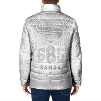 Super Samoa 685 Tribal Tattoo Padded Jacket Siapo Pattern All-White Edition LT03 - Polynesian Pride
