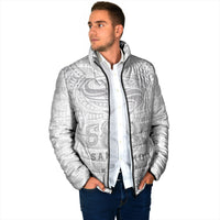 Super Samoa 685 Tribal Tattoo Padded Jacket Siapo Pattern All-White Edition LT03 - Polynesian Pride