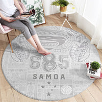 Super Samoa 685 Tribal Tattoo Round Carpet Siapo Pattern All-White Edition LT03 - Polynesian Pride