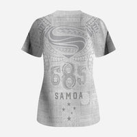 Super Samoa 685 Tribal Tattoo Scrub Top Siapo Pattern All-White Edition LT03 - Polynesian Pride