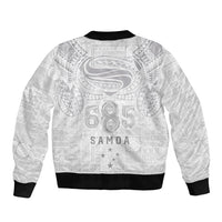 Super Samoa 685 Tribal Tattoo Sleeve Zip Bomber Jacket Siapo Pattern All-White Edition LT03 - Polynesian Pride