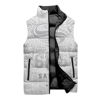 Super Samoa 685 Tribal Tattoo Sleeveless Puffer Jacket Siapo Pattern All-White Edition LT03 - Polynesian Pride