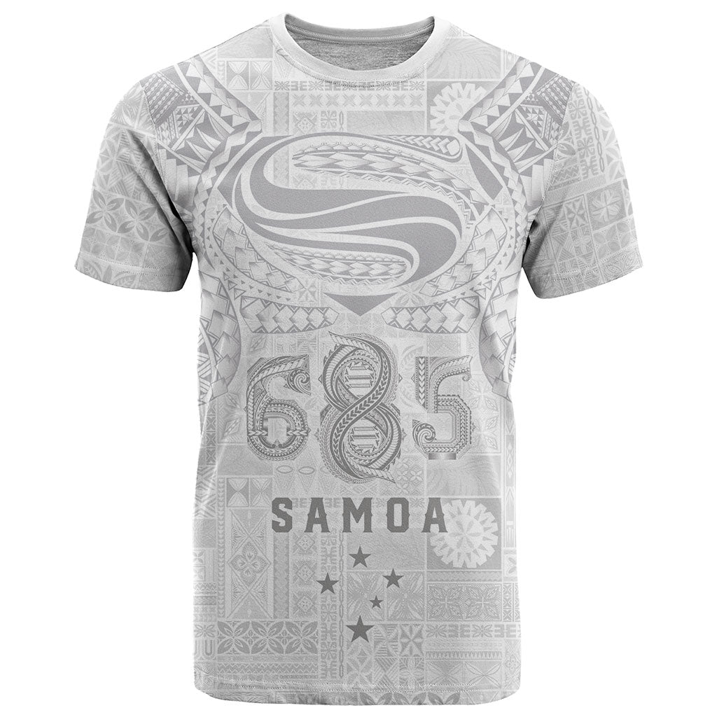Super Samoa 685 Tribal Tattoo T Shirt Siapo Pattern All-White Edition LT03 White - Polynesian Pride
