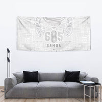Super Samoa 685 Tribal Tattoo Tapestry Siapo Pattern All-White Edition LT03 - Polynesian Pride