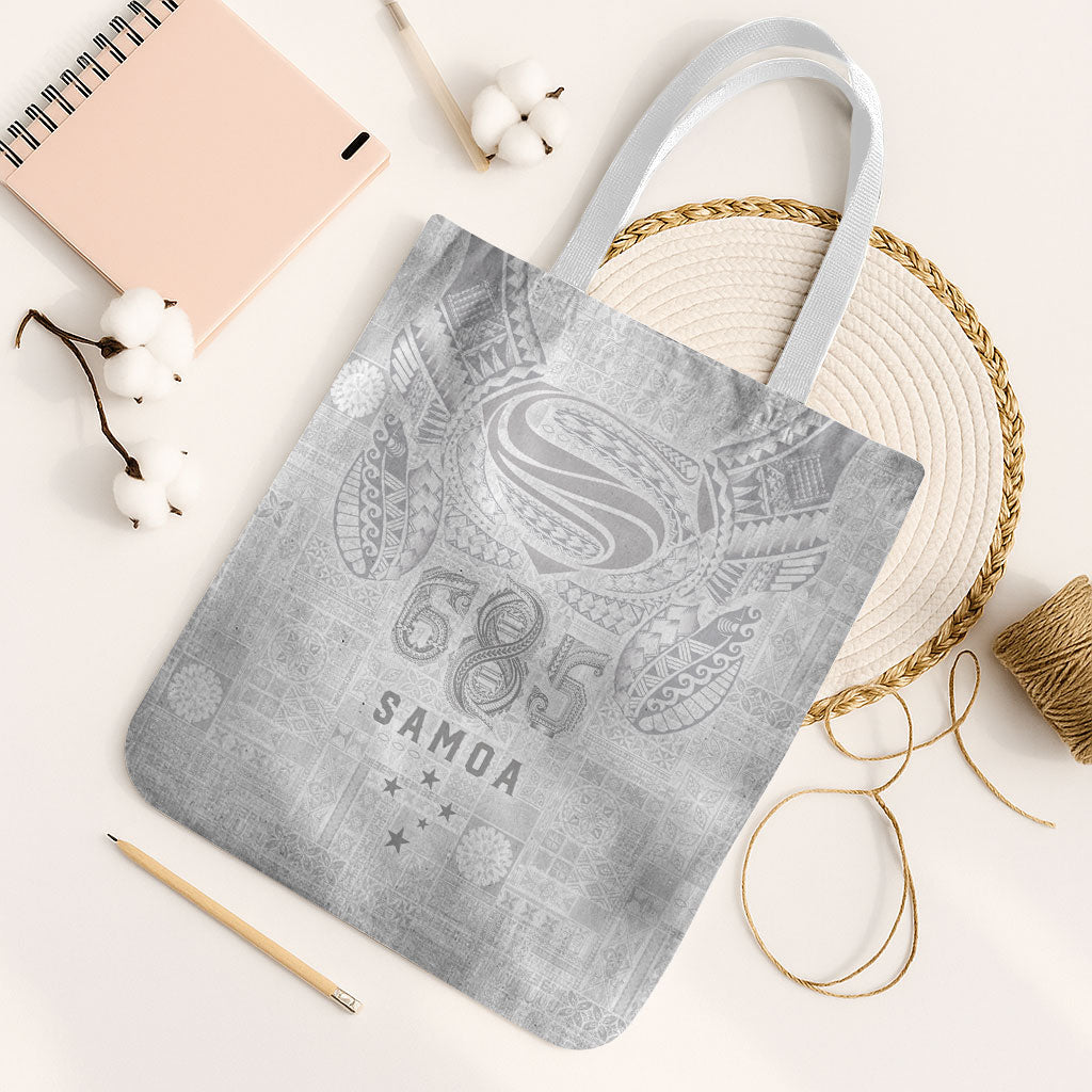 Super Samoa 685 Tribal Tattoo Tote Bag Siapo Pattern All-White Edition LT03 White Strap One Size White - Polynesian Pride