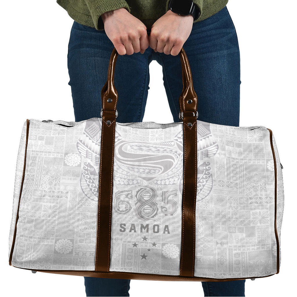 Super Samoa 685 Tribal Tattoo Travel Bag Siapo Pattern All-White Edition LT03 White - Polynesian Pride