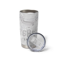 Super Samoa 685 Tribal Tattoo Tumbler Cup Siapo Pattern All-White Edition LT03 - Polynesian Pride