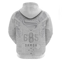 Super Samoa 685 Tribal Tattoo Zip Hoodie Siapo Pattern All-White Edition LT03 - Polynesian Pride