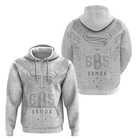 Super Samoa 685 Tribal Tattoo Zip Hoodie Siapo Pattern All-White Edition LT03 - Polynesian Pride