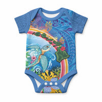 Hawaiian Connecting with the Ocean Baby Onesie Polynesian Pattern LT03 Blue - Polynesian Pride