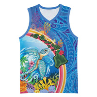 Hawaiian Connecting with the Ocean Basketball Jersey Polynesian Pattern LT03 Unisex Blue - Polynesian Pride