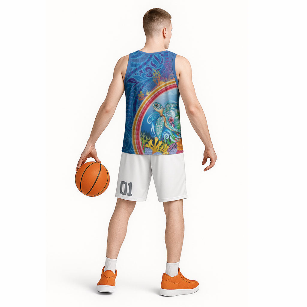 Hawaiian Connecting with the Ocean Basketball Jersey Polynesian Pattern LT03 - Polynesian Pride