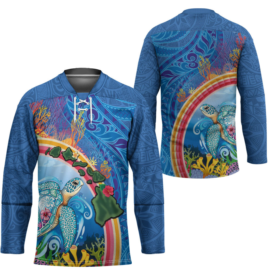 Hawaiian Connecting with the Ocean Hockey Jersey Polynesian Pattern LT03 - Polynesian Pride