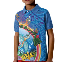 Hawaiian Connecting with the Ocean Kid Polo Shirt Polynesian Pattern LT03 Kid Blue - Polynesian Pride