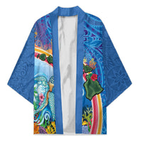 Hawaiian Connecting with the Ocean Kimono Polynesian Pattern LT03 Unisex Blue - Polynesian Pride