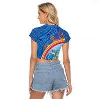 Hawaiian Connecting with the Ocean Raglan Cropped T Shirt Polynesian Pattern LT03 - Polynesian Pride