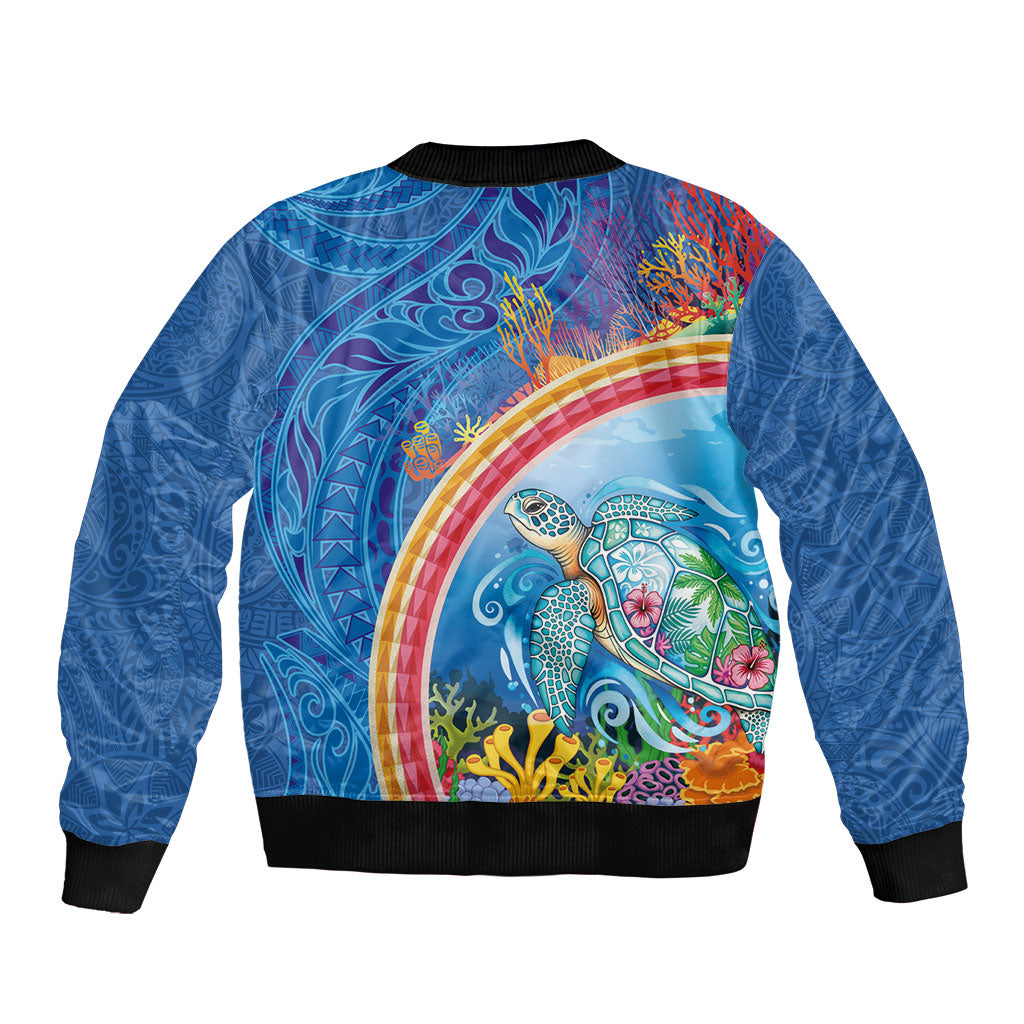 Hawaiian Connecting with the Ocean Sleeve Zip Bomber Jacket Polynesian Pattern LT03 - Polynesian Pride