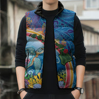 Hawaiian Connecting with the Ocean Sleeveless Puffer Jacket Polynesian Pattern LT03 - Polynesian Pride