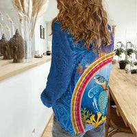 Hawaiian Connecting with the Ocean Women Casual Shirt Polynesian Pattern LT03 - Polynesian Pride