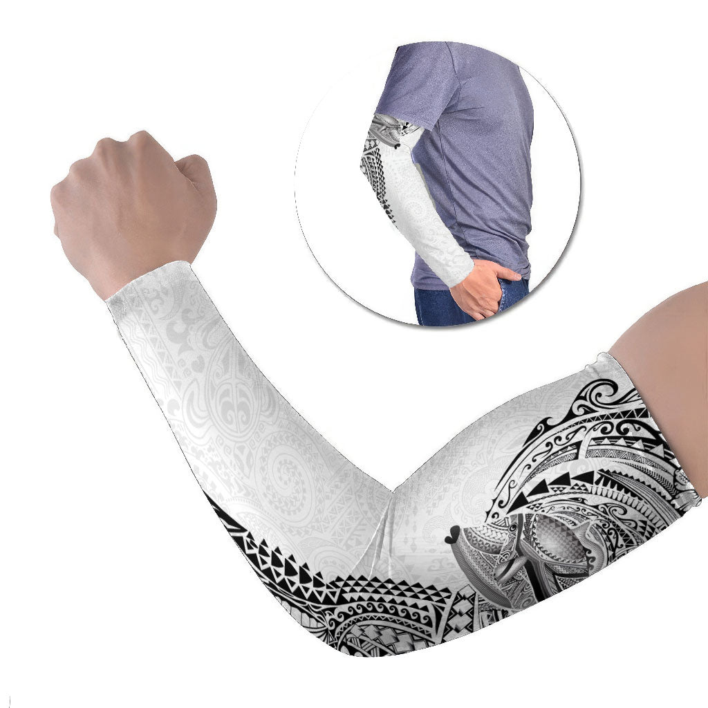 Hawaiian Humuhumu Tribal Tattoo Arm Sleeves Polynesian Kakau White Color LT03 Set of 2 White - Polynesian Pride
