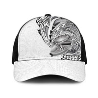 Hawaiian Humuhumu Tribal Tattoo Baseball Net Cap Polynesian Kakau White Color LT03 One Size Black White - Polynesian Pride