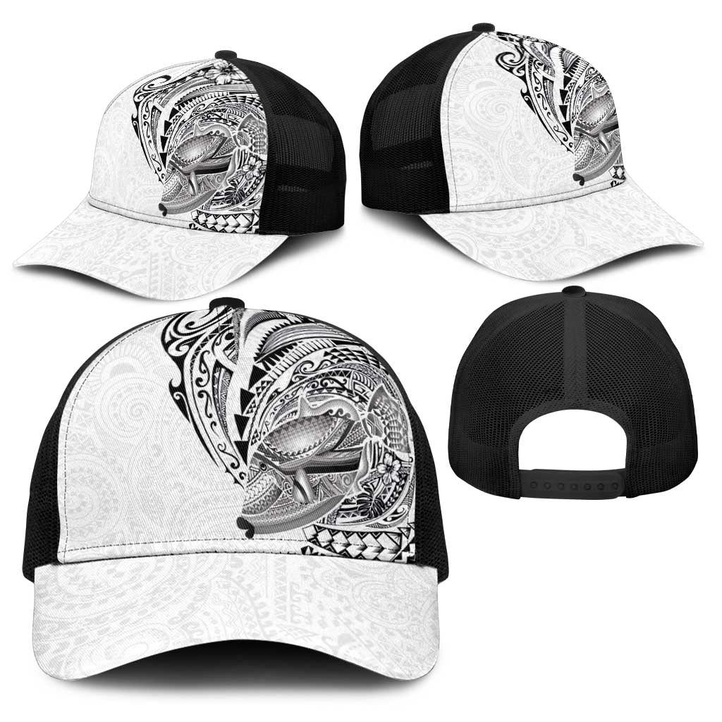 Hawaiian Humuhumu Tribal Tattoo Baseball Net Cap Polynesian Kakau White Color LT03 - Polynesian Pride