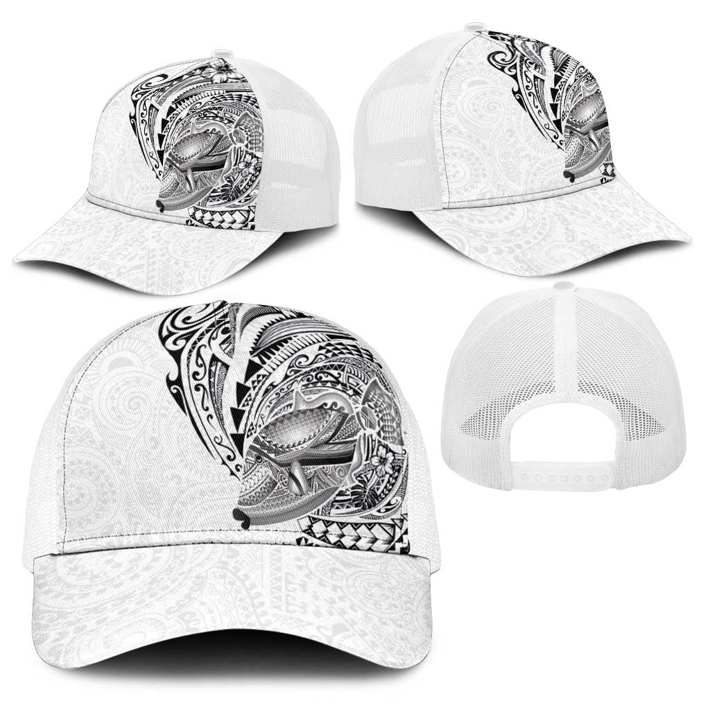 Hawaiian Humuhumu Tribal Tattoo Baseball Net Cap Polynesian Kakau White Color LT03 - Polynesian Pride