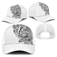 Hawaiian Humuhumu Tribal Tattoo Baseball Net Cap Polynesian Kakau White Color LT03 - Polynesian Pride