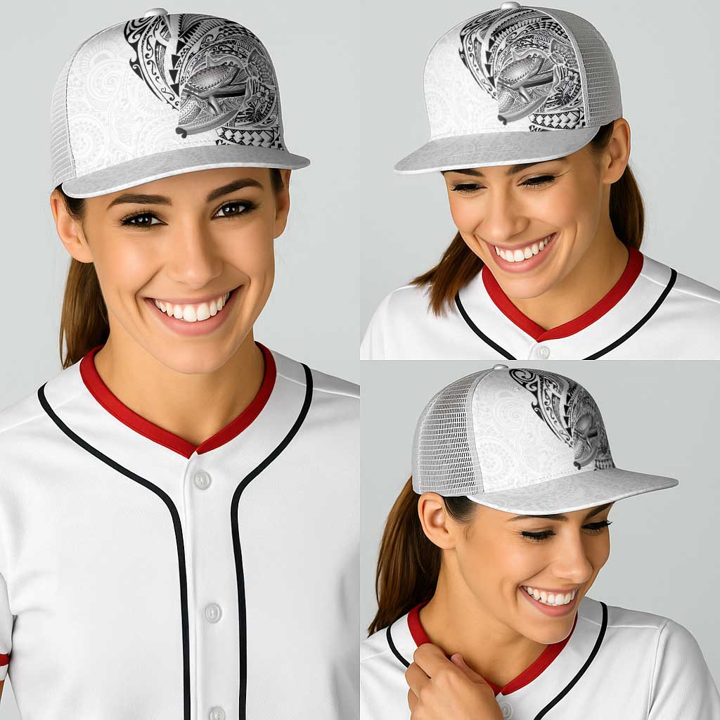 Hawaiian Humuhumu Tribal Tattoo Baseball Net Cap Polynesian Kakau White Color LT03 - Polynesian Pride