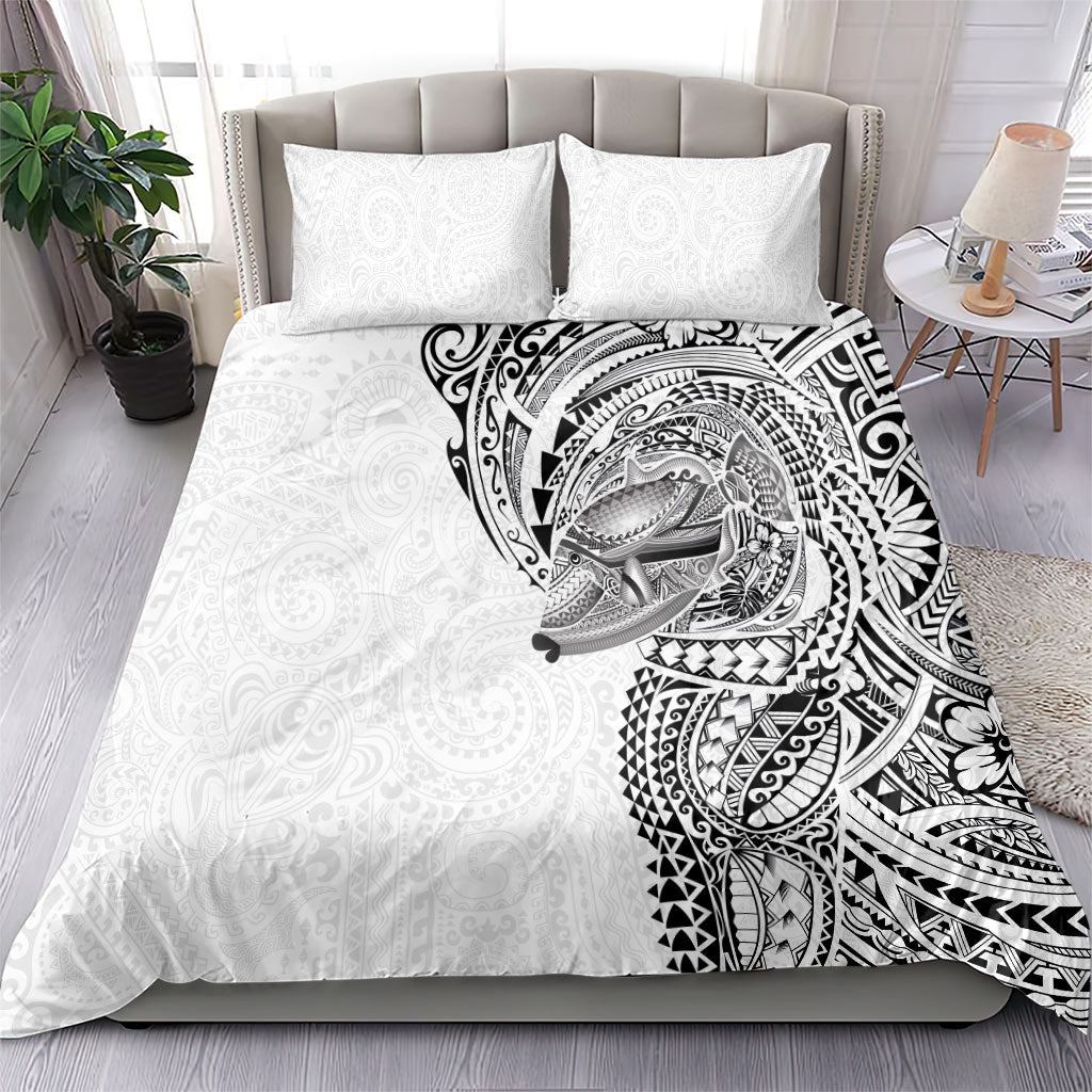 Hawaiian Humuhumu Tribal Tattoo Bedding Set Polynesian Kakau White Color LT03 - Polynesian Pride