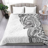 Hawaiian Humuhumu Tribal Tattoo Bedding Set Polynesian Kakau White Color LT03 - Polynesian Pride