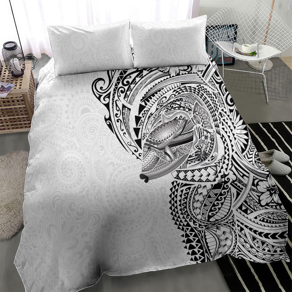 Hawaiian Humuhumu Tribal Tattoo Bedding Set Polynesian Kakau White Color LT03 - Polynesian Pride
