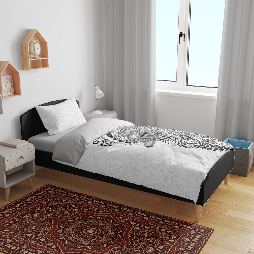 Hawaiian Humuhumu Tribal Tattoo Bedding Set Polynesian Kakau White Color LT03 - Polynesian Pride