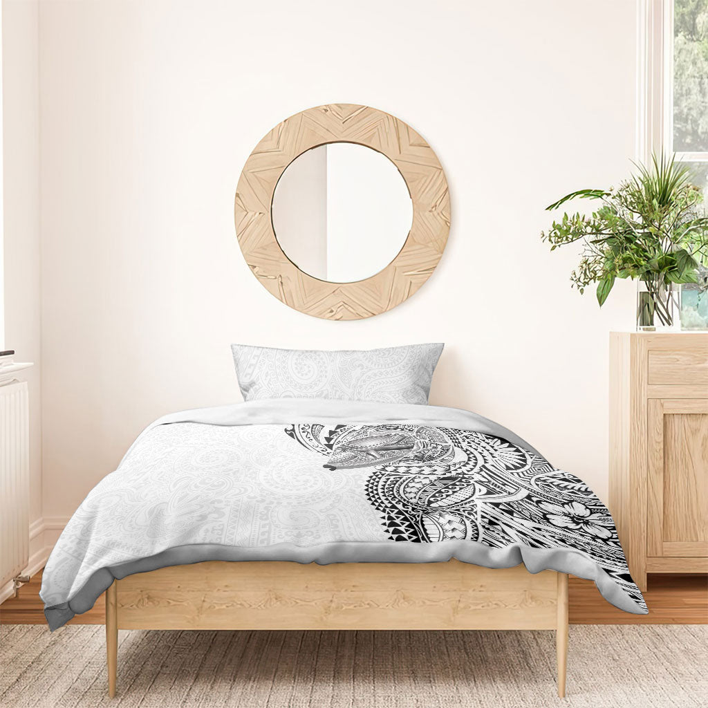 Hawaiian Humuhumu Tribal Tattoo Bedding Set Polynesian Kakau White Color LT03 - Polynesian Pride