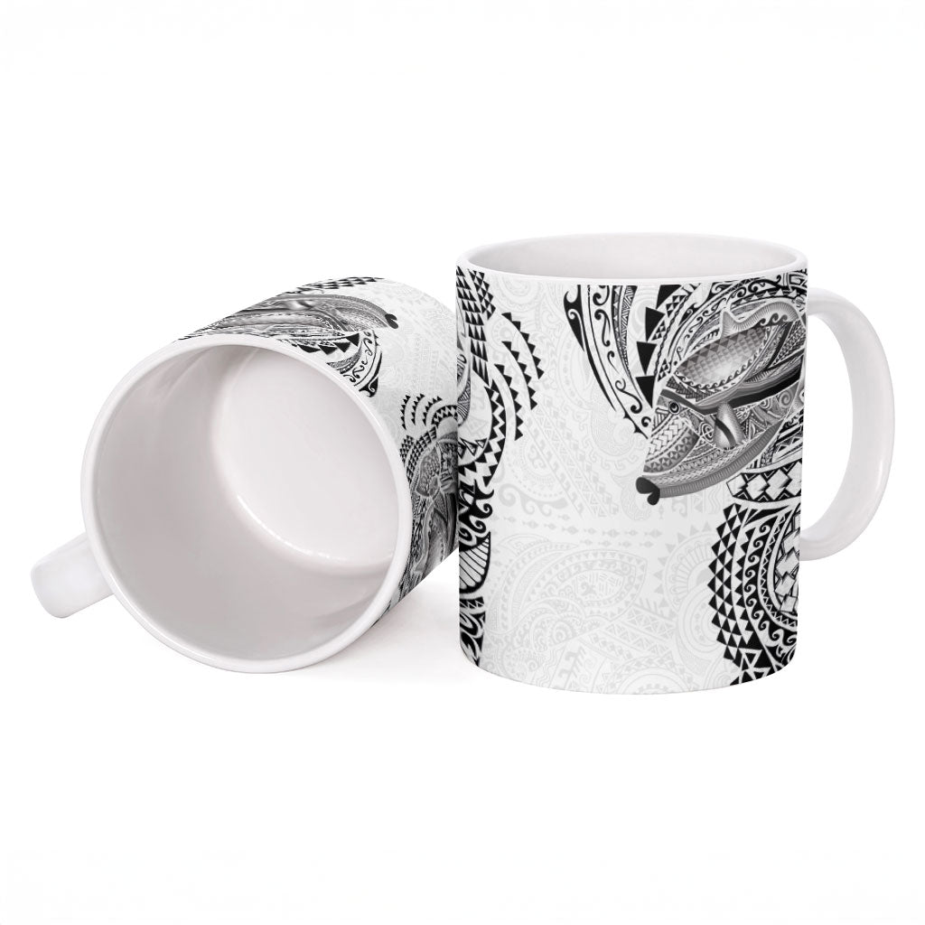 Hawaiian Humuhumu Tribal Tattoo Ceramic Mug Polynesian Kakau White Color LT03 - Polynesian Pride