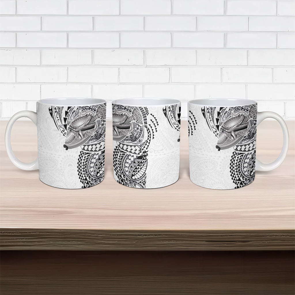 Hawaiian Humuhumu Tribal Tattoo Ceramic Mug Polynesian Kakau White Color LT03 - Polynesian Pride