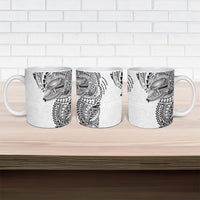 Hawaiian Humuhumu Tribal Tattoo Ceramic Mug Polynesian Kakau White Color LT03 - Polynesian Pride