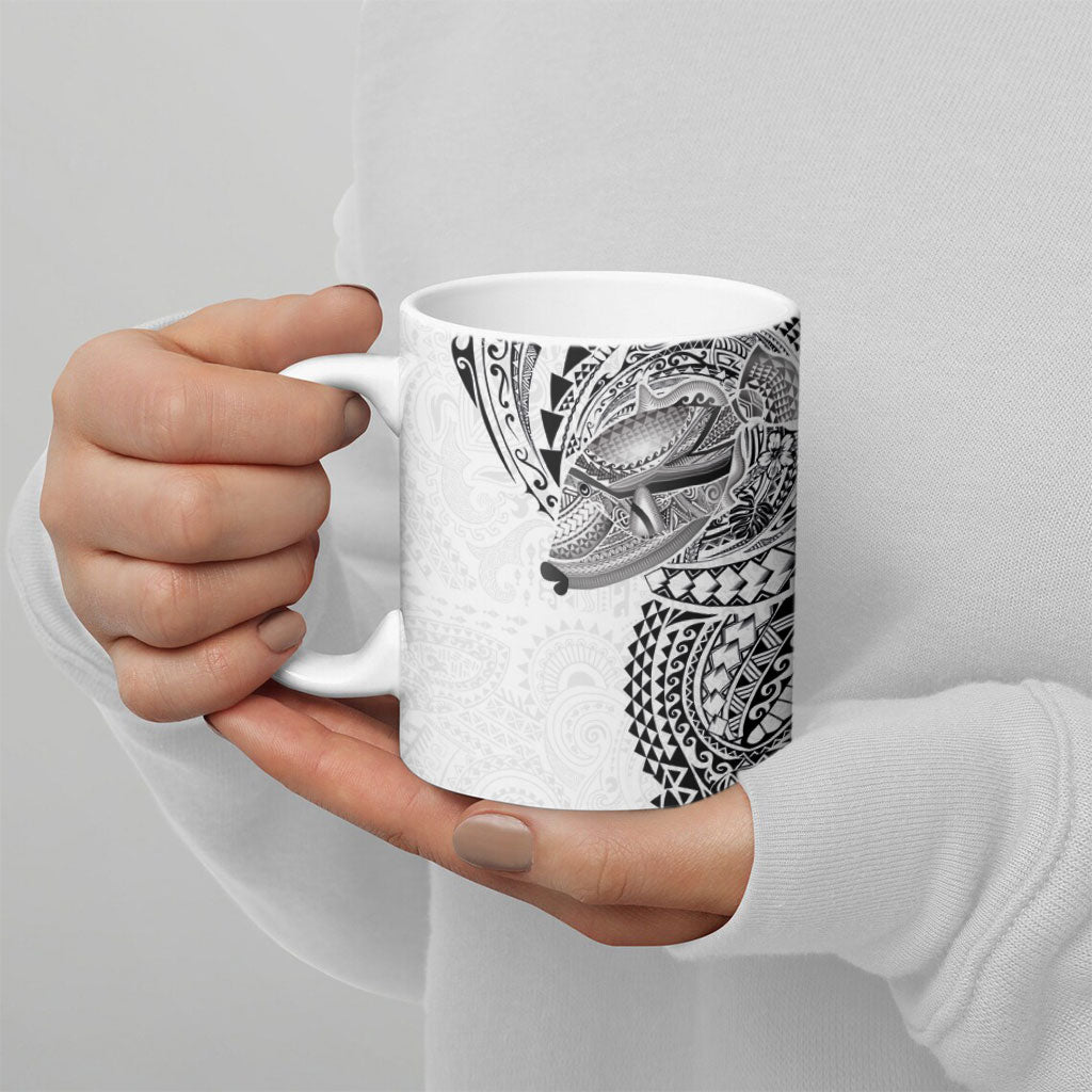 Hawaiian Humuhumu Tribal Tattoo Ceramic Mug Polynesian Kakau White Color LT03 - Polynesian Pride