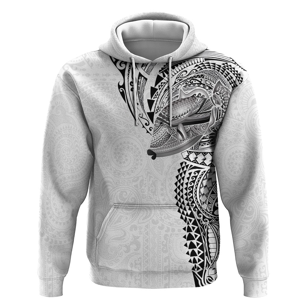 Hawaiian Humuhumu Tribal Tattoo Hoodie Polynesian Kakau White Color LT03 Pullover Hoodie White - Polynesian Pride