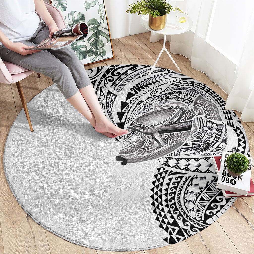 Hawaiian Humuhumu Tribal Tattoo Round Carpet Polynesian Kakau White Color LT03 - Polynesian Pride