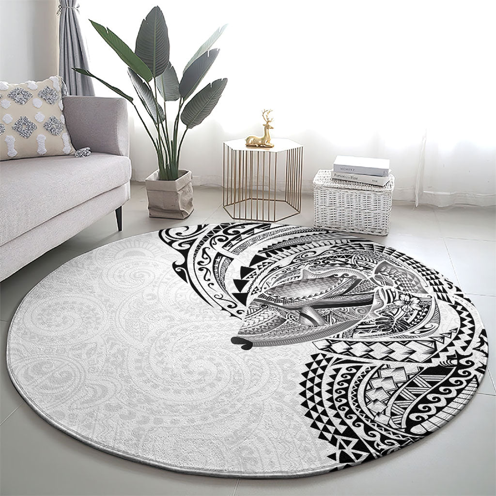 Hawaiian Humuhumu Tribal Tattoo Round Carpet Polynesian Kakau White Color LT03 - Polynesian Pride