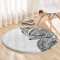 Hawaiian Humuhumu Tribal Tattoo Round Carpet Polynesian Kakau White Color LT03 - Polynesian Pride