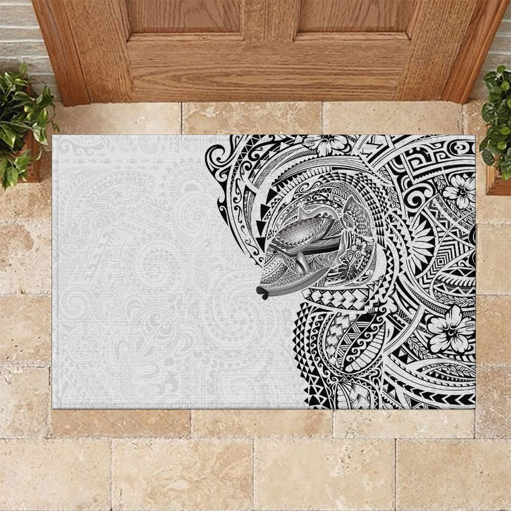 Hawaiian Humuhumu Tribal Tattoo Rubber Doormat Polynesian Kakau White Color LT03 White - Polynesian Pride