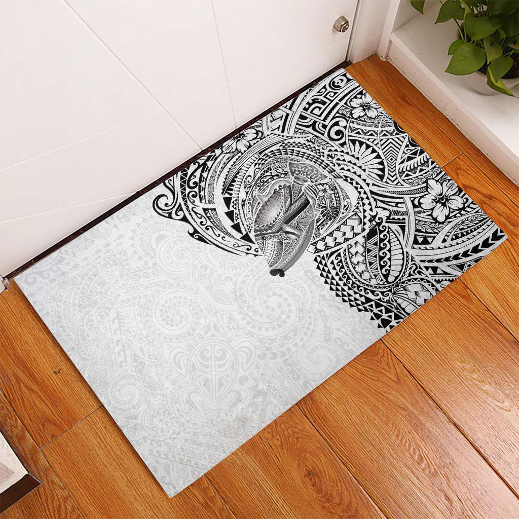 Hawaiian Humuhumu Tribal Tattoo Rubber Doormat Polynesian Kakau White Color LT03 - Polynesian Pride