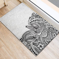 Hawaiian Humuhumu Tribal Tattoo Rubber Doormat Polynesian Kakau White Color LT03 - Polynesian Pride