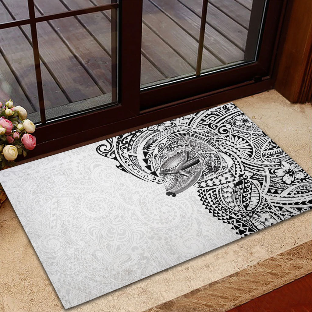 Hawaiian Humuhumu Tribal Tattoo Rubber Doormat Polynesian Kakau White Color LT03 - Polynesian Pride