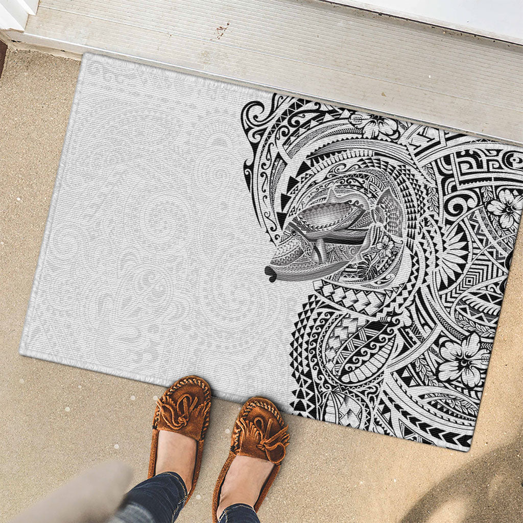 Hawaiian Humuhumu Tribal Tattoo Rubber Doormat Polynesian Kakau White Color LT03 - Polynesian Pride